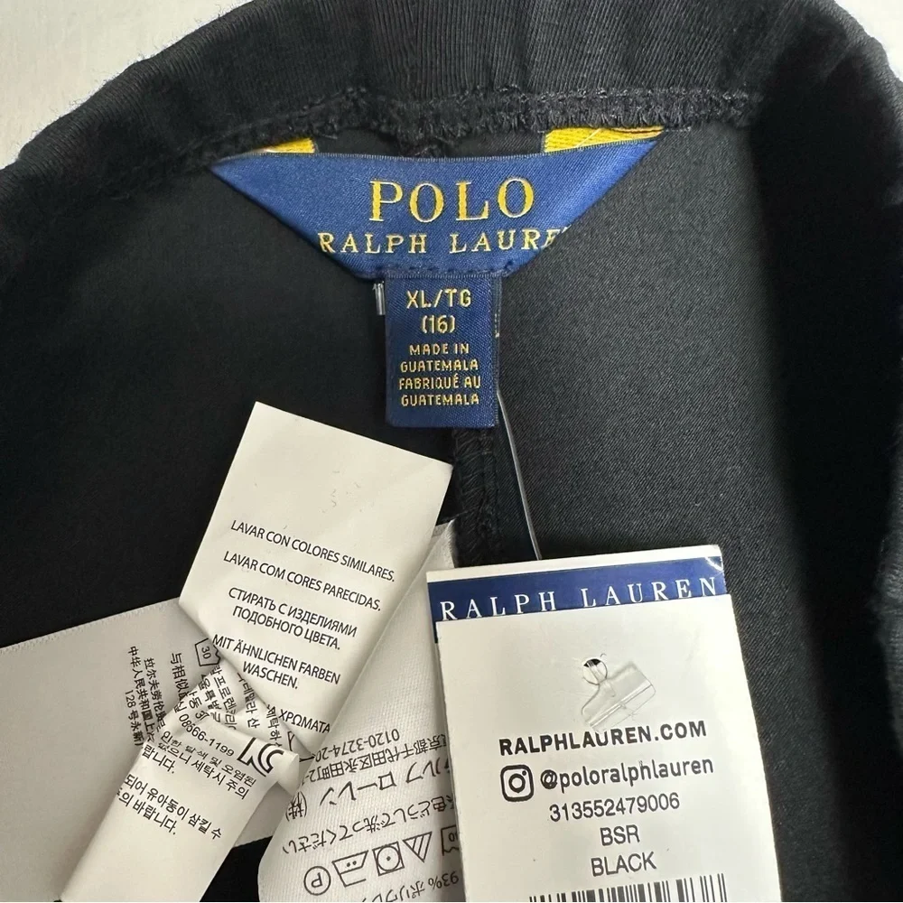 Polo Ralph Lauren girls Black Leggings with Logo Sz xl (16) NWT